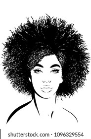 Afro woman with curly hair