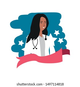 afro woman doctor worker character