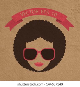 Afro woman with glasses in different styles, Vector illustration template design 