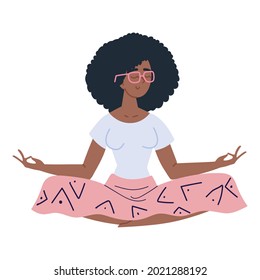 afro woman in meditation pose