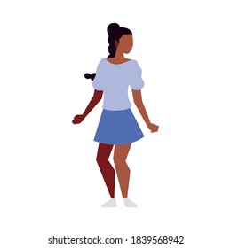 afro woman with pony tail hair standing character vector illustration isolated icon