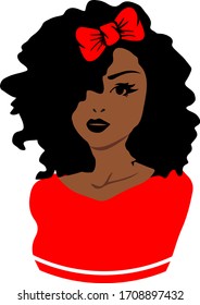 Afro woman with red dress, african girl, black woman, african-american