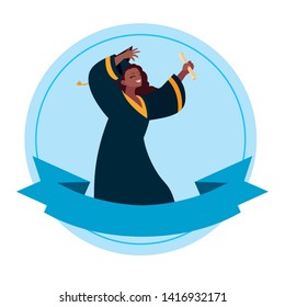 afro woman student graduated celebrating