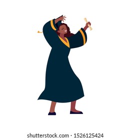 afro woman student graduated celebrating vector illustration design
