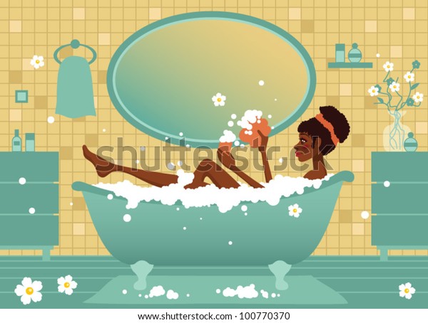 Afro Woman Taking Relaxing Stock Vector Royalty Free 100770370