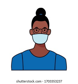 afro woman using face mask for covid19 character vector illustration design