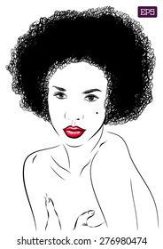 afro woman vector portrait on a background. EPS illustration