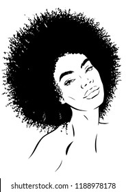 Afro Woman With Wavy Hair