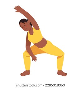 afro woman in yoga position character