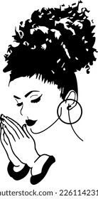 Afro Women Praying SVG, Afro Women Pray Bundle SVG svg