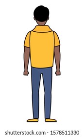 afro young man back avatar character vector illustration design