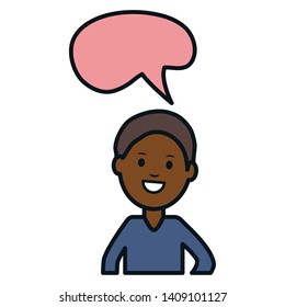 afro young man with speech bubble avatar character