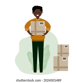 Afro-Amepican man delivering goods and products.