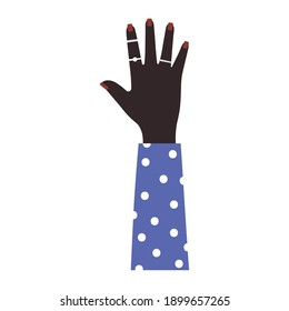 afroamerican arm with one hand and brown nails vector illustration design
