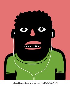 afroamerican with earphones