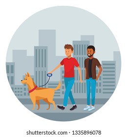 afroamerican man and man with dog