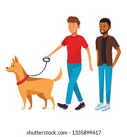 afroamerican man and man with dog