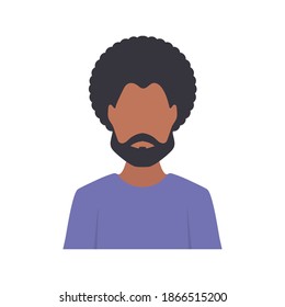 Afro-american with a round hairdo. Hair in the style of rasta. Vector.