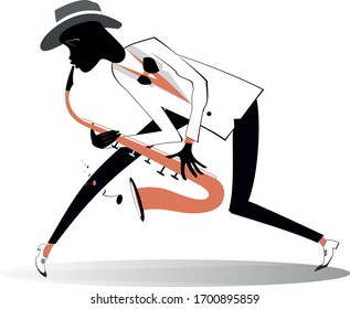 Afro-American saxophonist illustration. Afro-American saxophonist is playing music with great inspiration isolated on white
