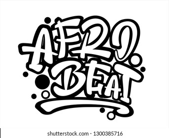 Afrobeat hand drawn lettering. Illustration for postcard, badge, icon, logo, poster, banner, invitation. Template for afro dance events.