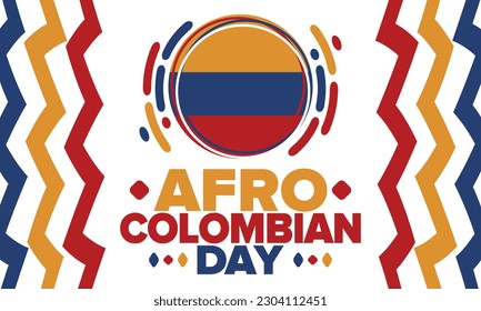 Afro-Colombian Day in Colombia. Celebrate annual in May 21. Freedom day poster. National holiday. Colombian flag. Afro-Colombian culture, history and heritage. Tradition pattern. Vector illustration