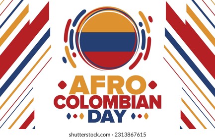 Afro-Colombian Day in Colombia. Celebrate annual in May 21. Freedom day poster. National holiday. Colombian flag. Afro-Colombian culture, history and heritage. Tradition pattern. Vector illustration