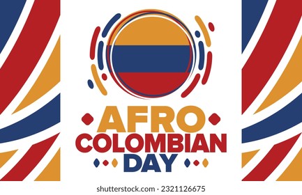 Afro-Colombian Day in Colombia. Celebrate annual in May 21. Freedom day poster. National holiday. Colombian flag. Afro-Colombian culture, history and heritage. Tradition pattern. Vector illustration