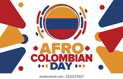 Afro-Colombian Day in Colombia. Celebrate annual in May 21. Freedom day poster. National holiday. Colombian flag. Afro-Colombian culture, history and heritage. Tradition pattern. Vector illustration