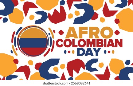 Afro-Colombian Day in Colombia. Celebrate annual in May 21. Freedom day poster. National holiday. Colombian flag. Afro-Colombian culture, history and heritage. Tradition pattern. Vector illustration