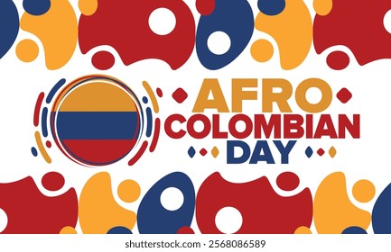 Afro-Colombian Day in Colombia. Celebrate annual in May 21. Freedom day poster. National holiday. Colombian flag. Afro-Colombian culture, history and heritage. Tradition pattern. Vector illustration