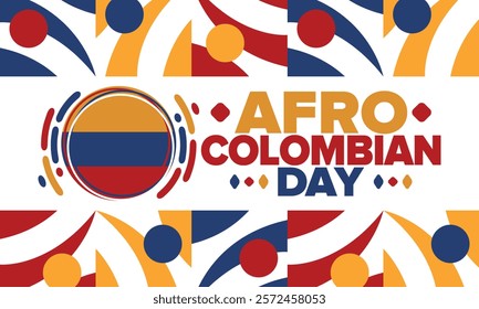 Afro-Colombian Day in Colombia. Celebrate annual in May 21. Freedom day poster. National holiday. Colombian flag. Afro-Colombian culture, history and heritage. Tradition pattern. Vector illustration