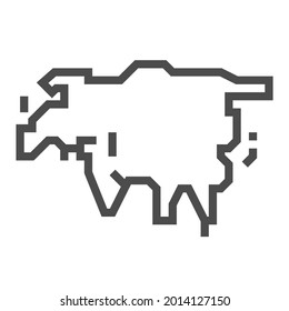 Afro-Eurasia, icono de vector de línea cuadrada