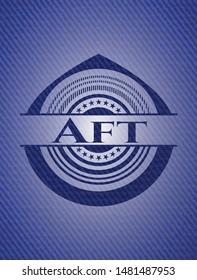 Aft emblem with jean texture. Vector Illustration. Detailed.