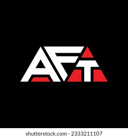 AFT triangle letter logo design with triangle shape. AFT triangle logo design monogram. AFT triangle vector logo template with red color. AFT triangular logo Simple, Elegant, and Luxurious design.
