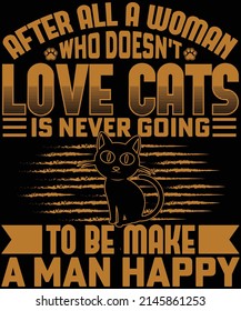 After all a woman who doesn't love cats is never going to be make a man happy t-shirt design