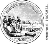 After American Revolution Congress has commissioned gold medals as its highest expression of national appreciation for distinguished achievements and contributions vintage line drawing or engraving