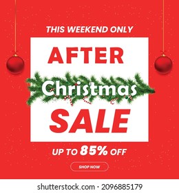 After Christmas sale banner,  Christmas offer Template with Discount Tag, Vector illustration design
