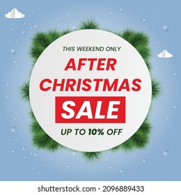 After Christmas sale banner,  Christmas offer Template with Discount Tag, Vector illustration design
