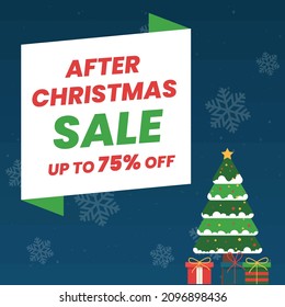 After Christmas sale banner,  Christmas offer Template with Discount Tag, Vector illustration design
