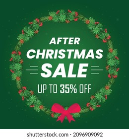 After Christmas sale banner,  Christmas offer Template with Discount Tag, Vector illustration design
