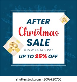 After Christmas sale banner,  Christmas offer Template with Discount Tag, Vector illustration design
