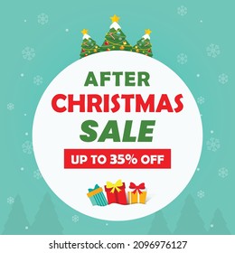 After Christmas sale banner,  Christmas offer Template with Discount Tag, Vector illustration design
