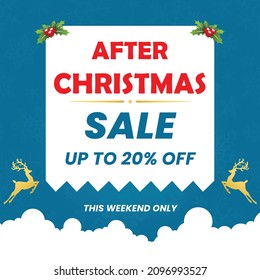 After Christmas sale banner,  Christmas offer Template with Discount Tag, Vector illustration design
