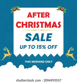 After Christmas sale banner,  Christmas offer Template with Discount Tag, Vector illustration design
