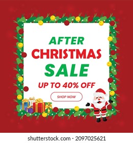 After Christmas sale banner,  Christmas offer Template with Discount Tag, Vector illustration design
