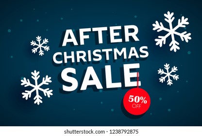 After christmas sale concept banner , snowdrift with christmas trees and different discounts
