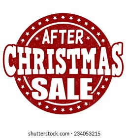 After Christmas sale grunge rubber stamp on white background, vector illustration