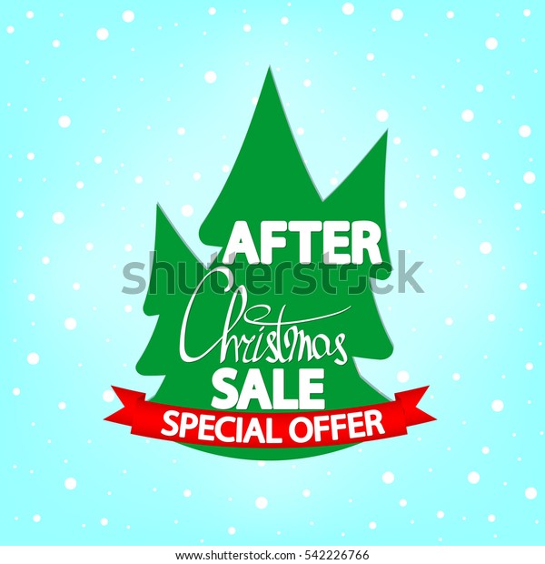 After Christmas Sale Red Ribbon Special Stock Vector (Royalty Free
