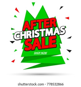 After Christmas Sale, Xmas discount, banner design template, vector illustration