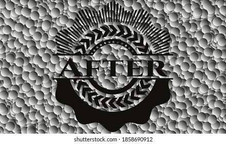 Nach dunklem Badge mit Blasenhintergrund. Vektorgrafik. Detaillierte Angaben. 